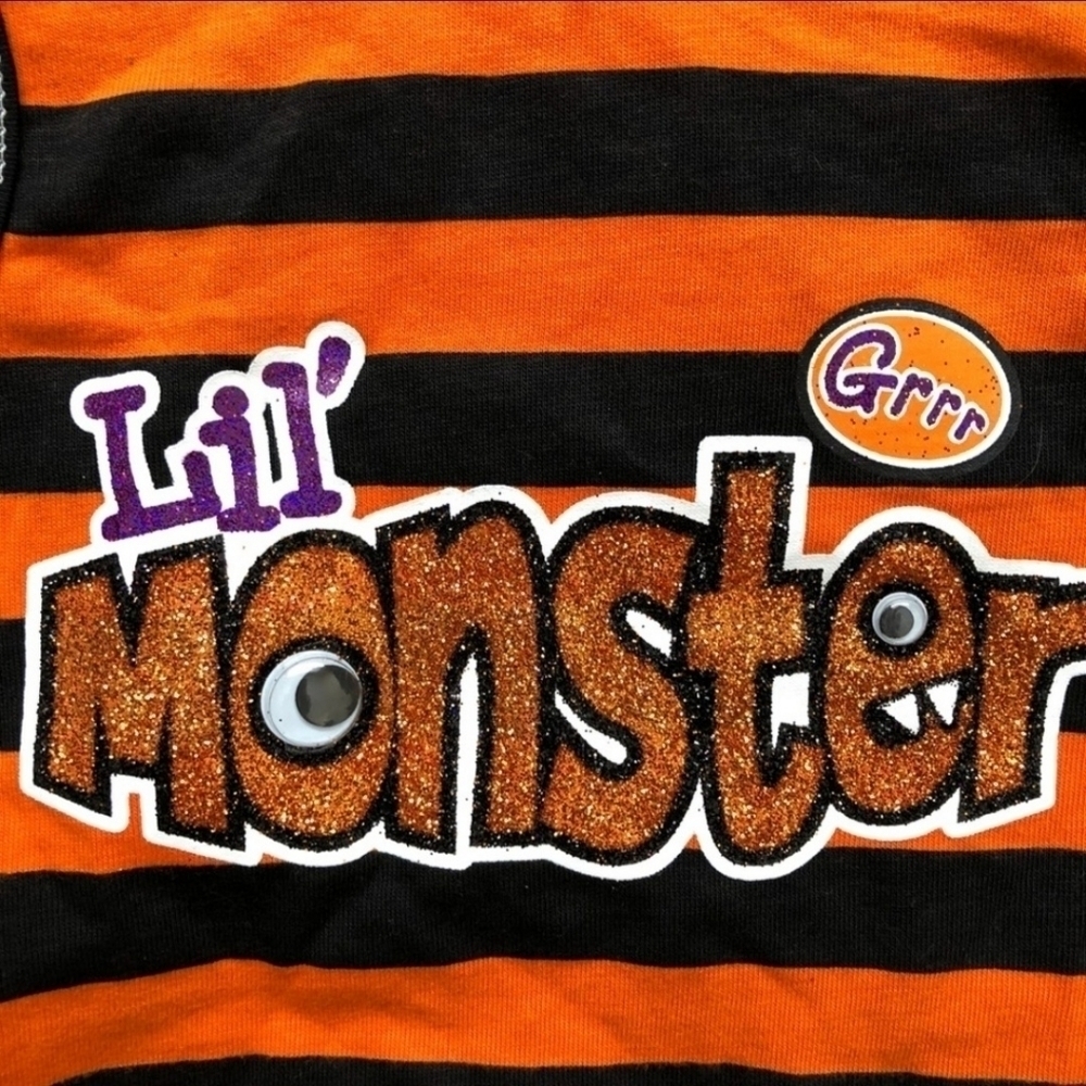 Lil' Monster Pet Dog Halloween Costume Hoodie Size Small S Striped Orange EUC - Picture 4 of 7